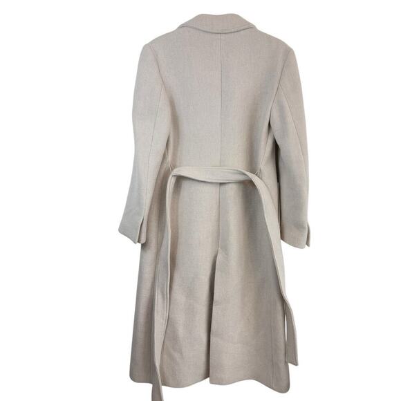 Zara Manteco Wool Blend Open Front Belted Long Coat Minimalist Chic Beige Sz XS - Picture 8 of 10